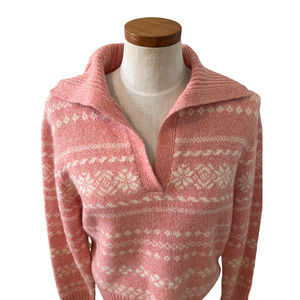 Tommy Hilfiger pink fair isle collared sweater